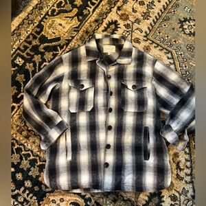 Lucky Brand Black and White Plaid Button-Up Shacket